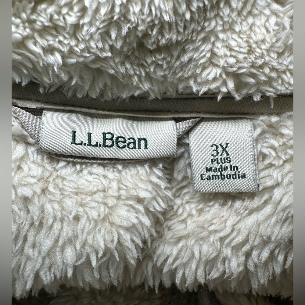 L.L. Bean High Pile Fleece Jacket cream white plus size 3X warm cozy thick‎ zip - Picture 10 of 15